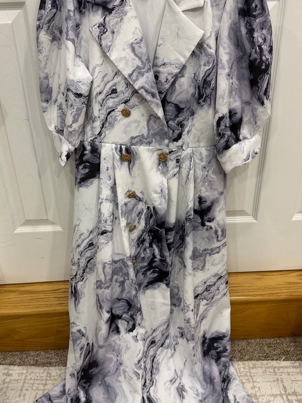 Women's Marble Print Button-Front Dress